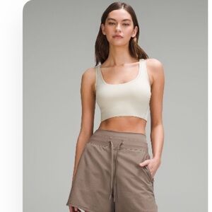 Lululemon Wundermost Ultra-Soft
Nulu Scoop-Neck Crop top in Mojave Tan